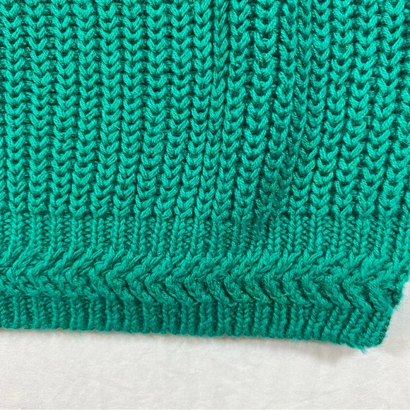 Crystal Knit Turtleneck Short-sleeved Sweater Teal  Cozy Thick Oversized… - Picture 3 of 8